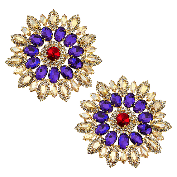 2шт. кабошоны из сплава стекла и стразов, цветок