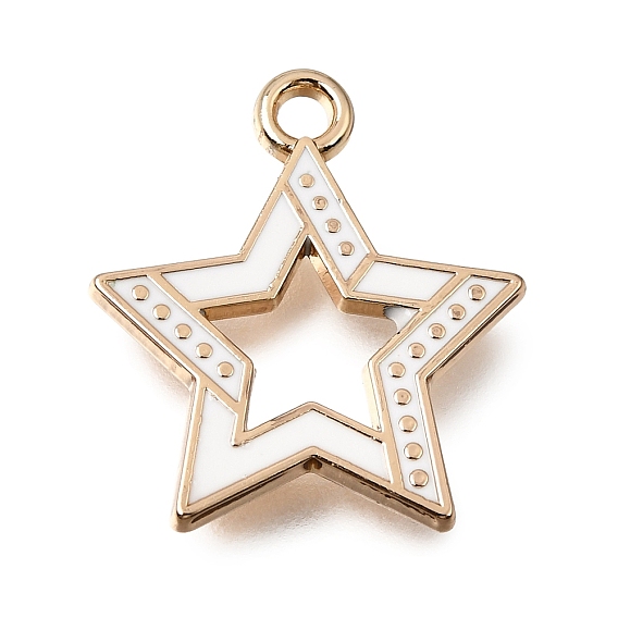 Alloy with Enamel Pendants, Star Charms, Rack Plating, Golden