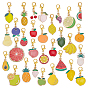 60шт 30 стили сплав эмаль фрукты подвеска украшения, с застежками-карабинами из сплава