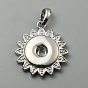 Alloy Hang Snap Base Pendant, for Interchangeable Snap Charms Jewelry Making, Flower