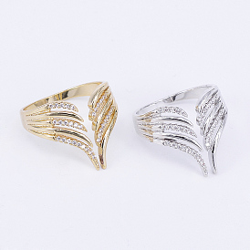 Латунные микро проложить пальцев кольца кубического циркония, манжеты кольца, открытые кольца, крыло