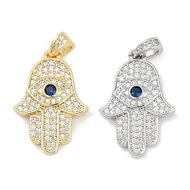 Латунные микро проложить кубического циркония подвески, hamsa hand charms, без свинца и без кадмия, долговечный, стойки покрытие