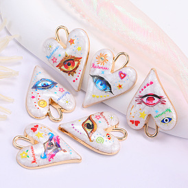 Подвески сплава cmолы, Сердце с глаз, с золотистой петлей