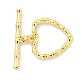 Rack Plating Brass Toggle Clasps, Long-Lasting Plated, Lead Free & Cadmium Free, Heart