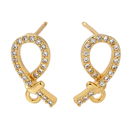 Brass Clear Cubic Zirconia Stud Earrings Finding for Women, Left and Right