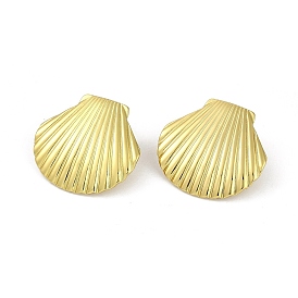 PVD Vacuum Plating 201 Stainless Steel Shell Shaped Stud Earrings for Women, with 304 Stainless Steel Pins