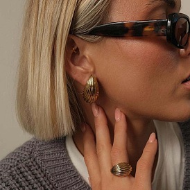 Серьги-гвоздики из нержавеющей стали с текстурой в виде капли