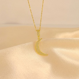 Ожерелья с подвесками из прозрачного кубического циркония и микропаве из лунной латуни