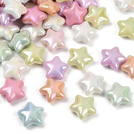 Непрозрачные акриловые бусины с УФ-покрытием, радужный, звезда
