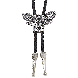 Ожерелья-лариаты из черного искусственного меха с изображением черепа моли из сплава для женщин и мужчин