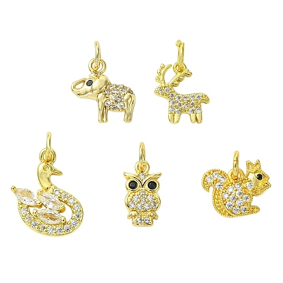 10 шт. 5 стили, осенняя тематика, латунь, микропаве, прозрачные и черные кубические цирконии, подвески, разнообразные