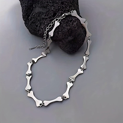 Панк 304 браслеты из нержавеющей стали с звеньями в виде костей для женщин