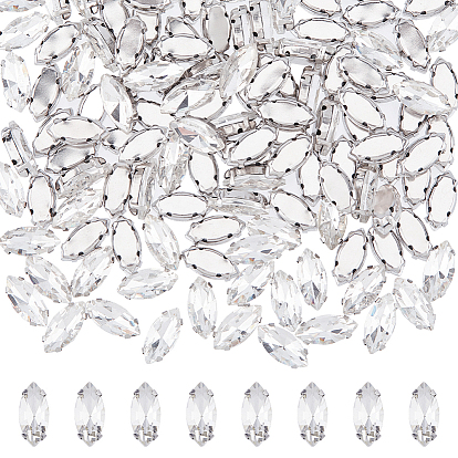 Конский глаз пришить стразами, многожильных ссылки, стекло горный хрусталь, с латунными зубцами в платиновых тонах, аксессуары для одежды, граненые