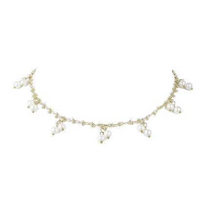Латунные цепочки ручной работы с цепочкой из стеклянного жемчуга с кисточками для женщин, белые