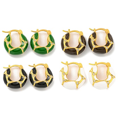 Серьга-кольцо из латуни с микропаве, покрытие стойки, прозрачный кубический цирконий, с облачной эмалью, без кадмия и без свинца, долговечный, реальный 18 k позолоченный