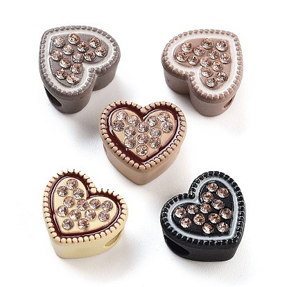 Непрозрачная смола европейский бисер, со стразами, бусины с большим отверстием, сердце