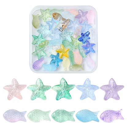 50 шт 2 стили прозрачные стеклянные бусины, разнообразные