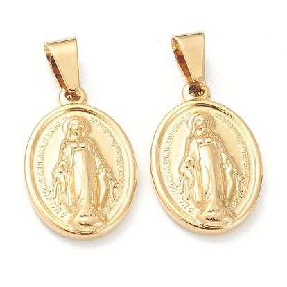 Pendentifs en acier inoxydable, ovale avec la Vierge Marie