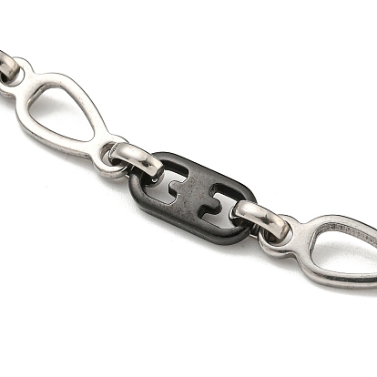 Two Tone 304 Stainless Steel Teardrop & Oval Link Chain Bracelet
