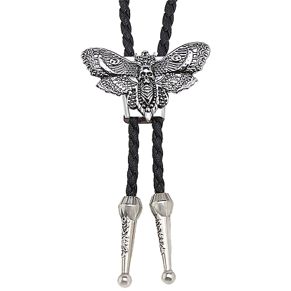 Ожерелья-лариаты из черного искусственного меха с изображением черепа моли из сплава для женщин и мужчин