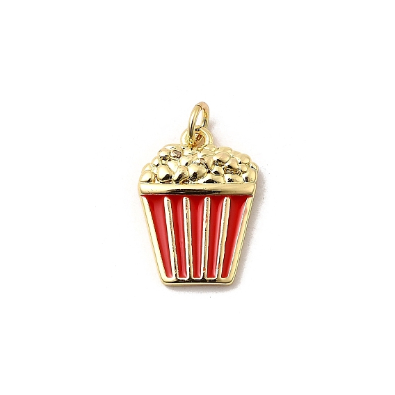 Rack Plating Brass Enamel Pendants, Long-Lasting Plated, Lead Free & Cadmium Free, with Jump Ring, Real 18K Gold Plated