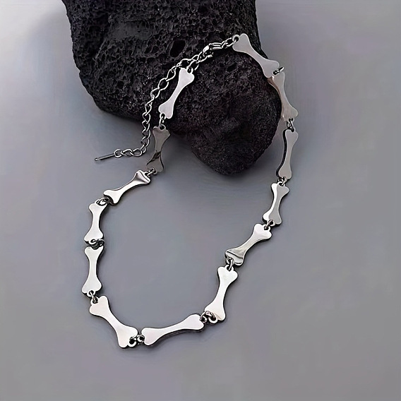 Панк 304 браслеты из нержавеющей стали с звеньями в виде костей для женщин