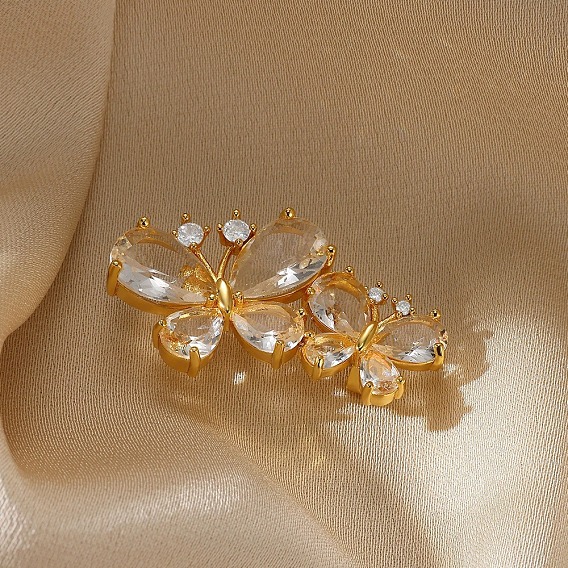 Бабочка латунные паве прозрачные кубические цирконии броши для рюкзака одежда