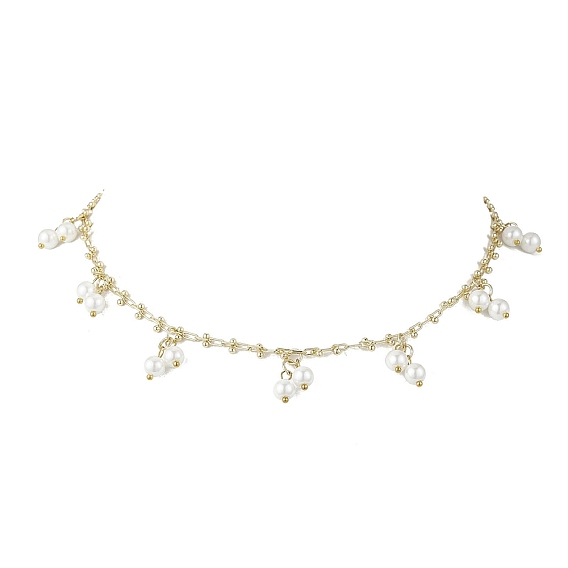 Латунные цепочки ручной работы с цепочкой из стеклянного жемчуга с кисточками для женщин, белые