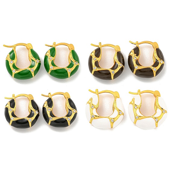 Серьга-кольцо из латуни с микропаве, покрытие стойки, прозрачный кубический цирконий, с облачной эмалью, без кадмия и без свинца, долговечный, реальный 18 k позолоченный