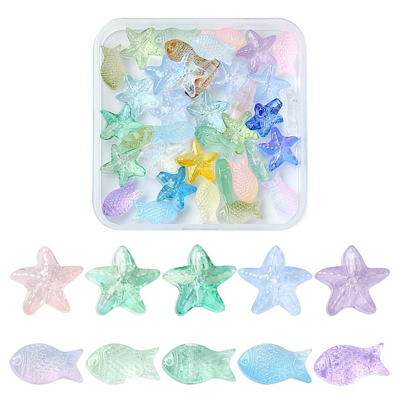 50 шт 2 стили прозрачные стеклянные бусины, разнообразные