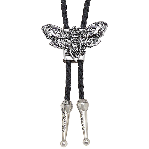 Ожерелья-лариаты из черного искусственного меха с изображением черепа моли из сплава для женщин и мужчин