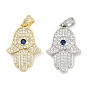 Латунные микро проложить кубического циркония подвески, hamsa hand charms, без свинца и без кадмия, долговечный, стойки покрытие