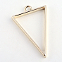 Rack Plating Alloy Triangle Open Back Bezel Pendants, For DIY UV Resin, Epoxy Resin, Pressed Flower Jewelry, Cadmium Free & Nickel Free & Lead Free, 39x25x3.5mm, Hole: 3mm