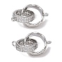 Brass Micro Pave Clear Cubic Zirconia Connector Charm, Interlock Round Links
