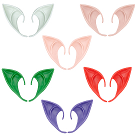 PandaHall Elite 6 Pairs 6 Style Synthetic Rubber Elf Ears, Pixie Dress Up Costume, Cosplay Halloween Party Props