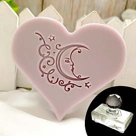 Transparent Acrylic Stamps, DIY Handmade Soap Stamp Chapters, with Round Handles, Clear, Moon Pattern