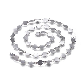 304 Stainless Steel Link Chains, Soldered, Rhombus