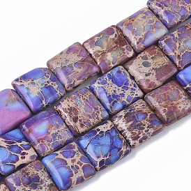 Natural Imperial Jasper Beads Strands, Dyed, Flat Slice Square Beads