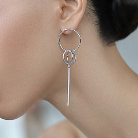 925 Bague en argent sterling avec boucles d'oreilles pendantes en forme de bâton