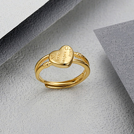 Регулируемое кольцо из титановой стали в форме сердца, любовь вдохновляет слово перстень кольцо