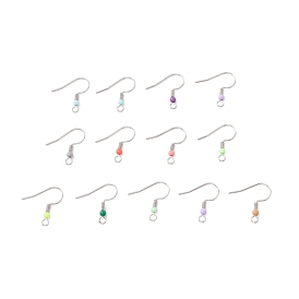 316 Surgical Stainless Steel Earring Hooks, with Horizontal Loops and Plastic Beads