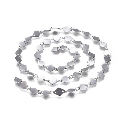 304 Stainless Steel Link Chains, Soldered, Rhombus