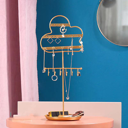Soporte de joyería de hierro con forma de nube, soporte de almacenamiento para anillo, pendiente, collar, pulsera, para la decoración del escritorio del hogar
