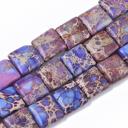 Natural Imperial Jasper Beads Strands, Dyed, Flat Slice Square Beads
