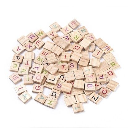 Random Mixed Capital Letters or Unfinished Blank Wooden Scrabble Tiles, for Learning and Education Toys, Crafts, Square