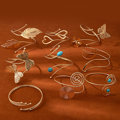 Браслеты из сплава на плечо, браслеты-манжеты для женщин, золотые