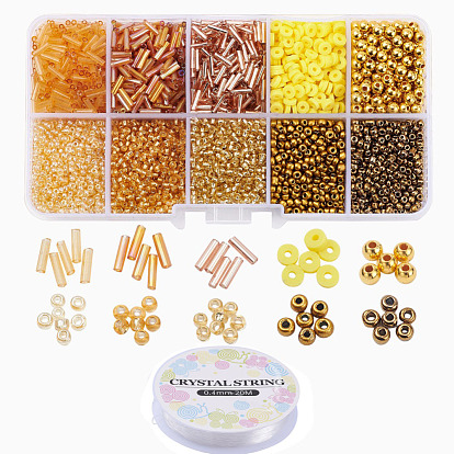 DIY Jewelry Making Kits, Including 12/0 Glass Seed Beads, Glass Bugle Beads, ABS Plastic Beads, Polymer Clay Beads, Crystal Thread