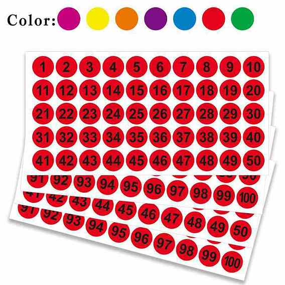 Самоклеющиеся этикетки, для изготовления карт, скрапбукинга, дневник, планировщик, конверт и блокноты, круглый с номером 1~50 и номером 51~100/2 лист
