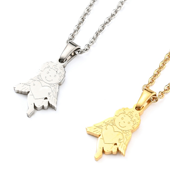 304 Женские ожерелья с подвеской в виде сердца в виде амура из нержавеющей стали