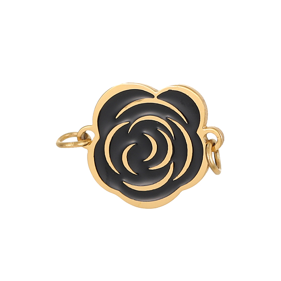 304 эмалированные подвески из нержавеющей стали, цветок камелии, ионное покрытие (ip), реальный 18 k позолоченный